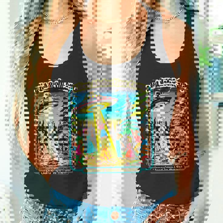 面白いヴィンテージエイリアン誘拐キャンプ Ufoエイリアン タンクトップ