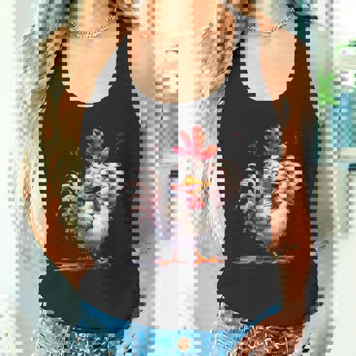 面白い動物、友人や家族のための素晴らしいチキン タンクトップ