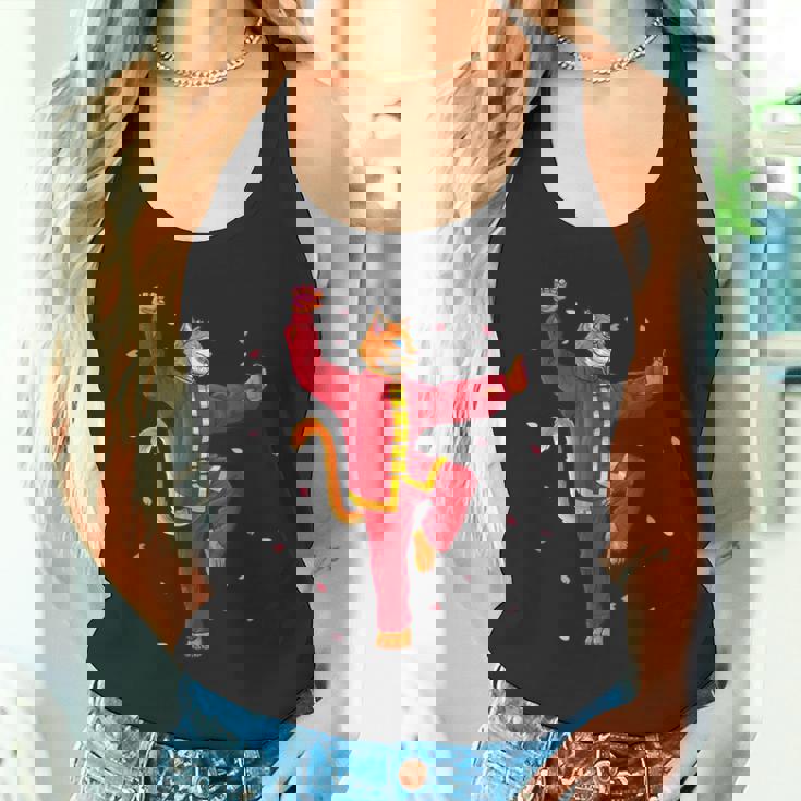 面白い太極拳 猫 武道 ヨガ 瞑想 タンクトップ