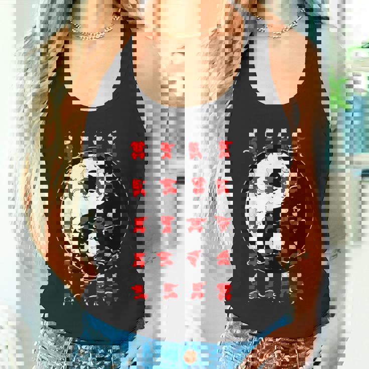 面白い太極拳猫が陰陽のデザインを動かす タンクトップ