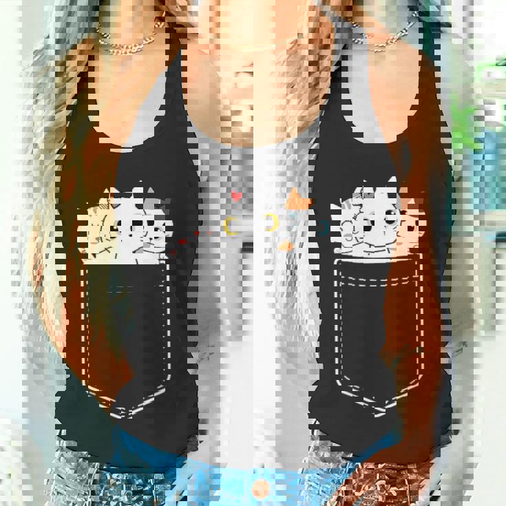 面白い猫 ポケット かわいい カワイイ キティ ラブ キャット ポケット付き タンクトップ