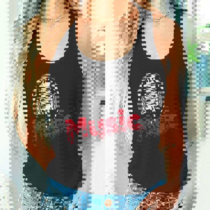 音楽 マイク ヘッドホン 日常 テキスト シンプル レトロ タンクトップ