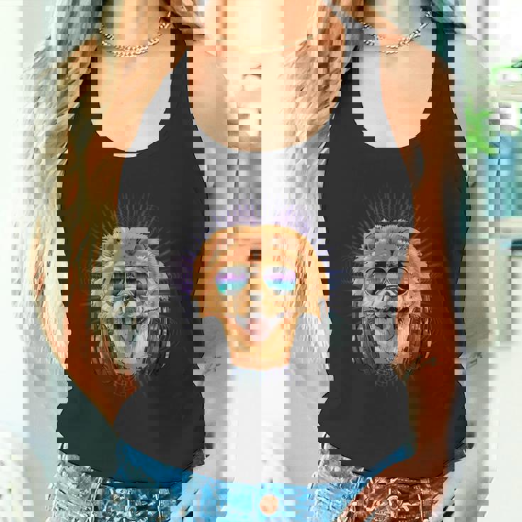 音楽チャウチャウdjヘッドフォン付き 音楽犬愛好家 タンクトップ