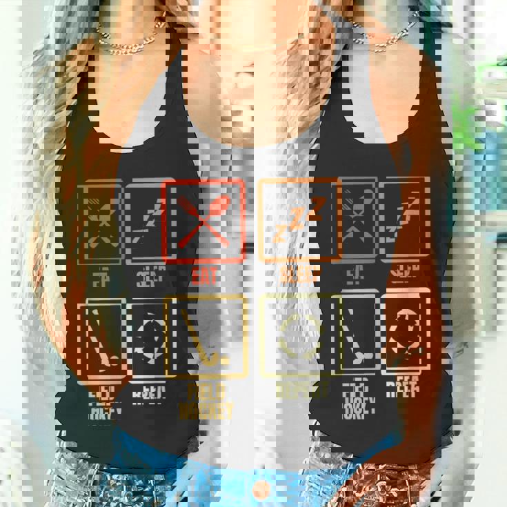 食べる寝るフィールドホッケーの繰り返し タンクトップ