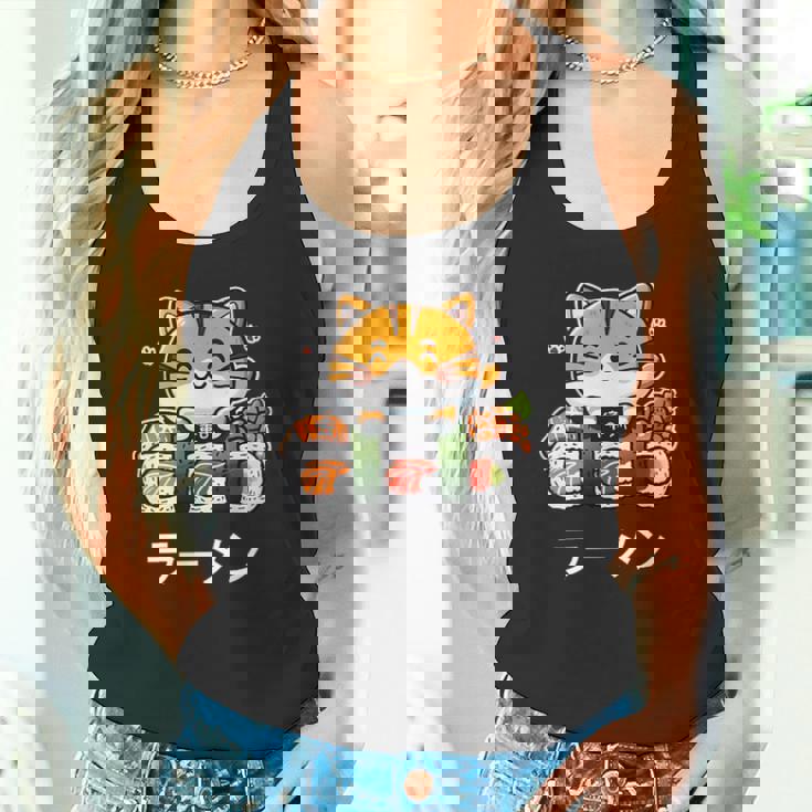 食べ物好きのためのかわいい日本のかわいい猫寿司 タンクトップ