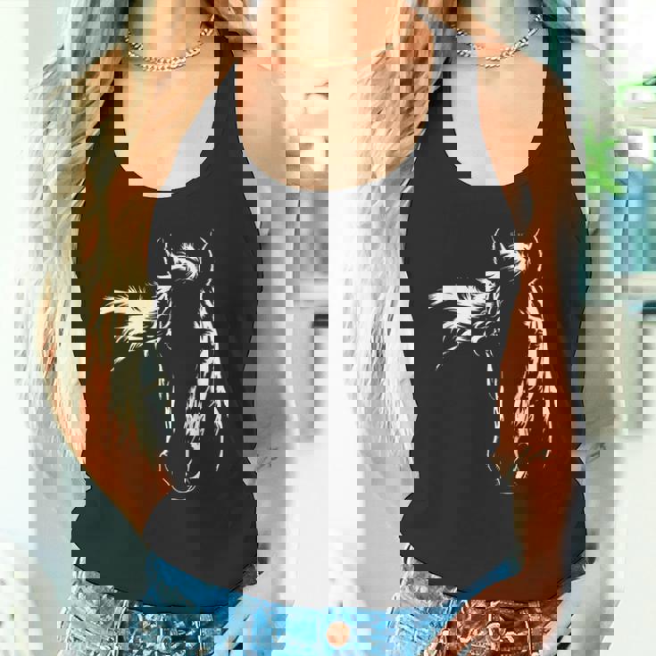 馬好きのためのエレガントな馬のシルエットのグラフィックアートデザイン。 タンクトップ