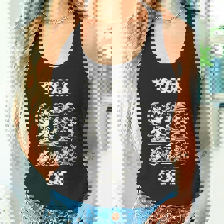 魅力的な禅猫のポーズ 気まぐれな猫ヨガ タンクトップ