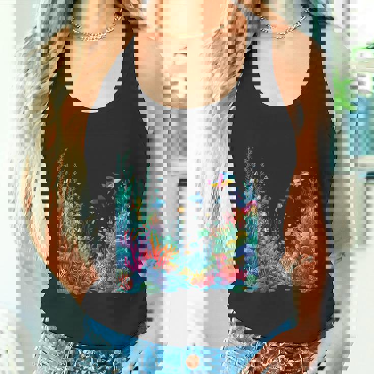 鮮やかなサンゴ礁海洋生物のシーン タンクトップ