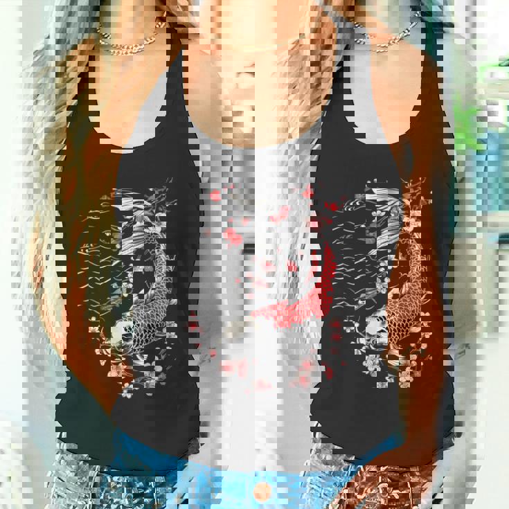 鯉 桜 桜 季節 錦鯉 魚 アジアン タンクトップ