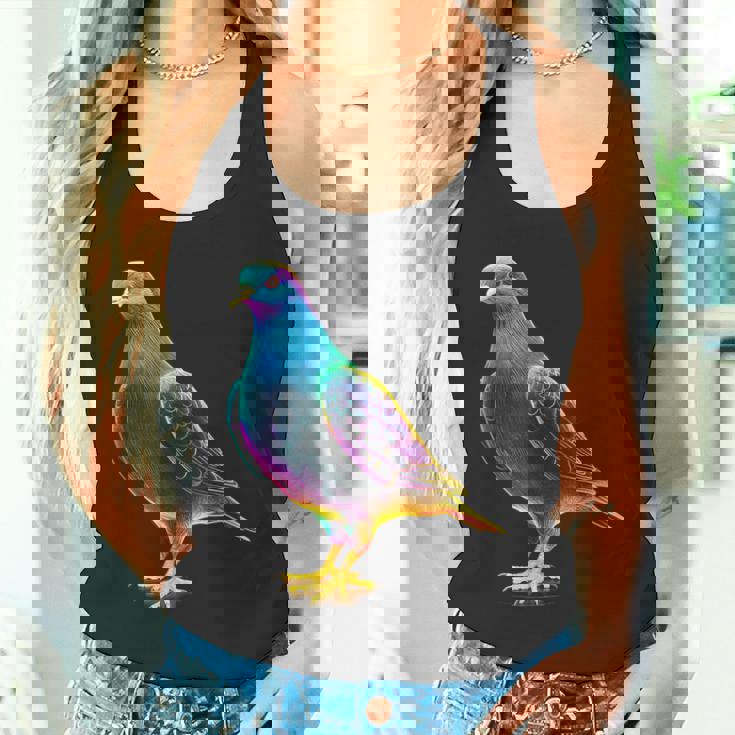 鳩 カラフル 動物 動物園 アートワーク 鳩 タンクトップ