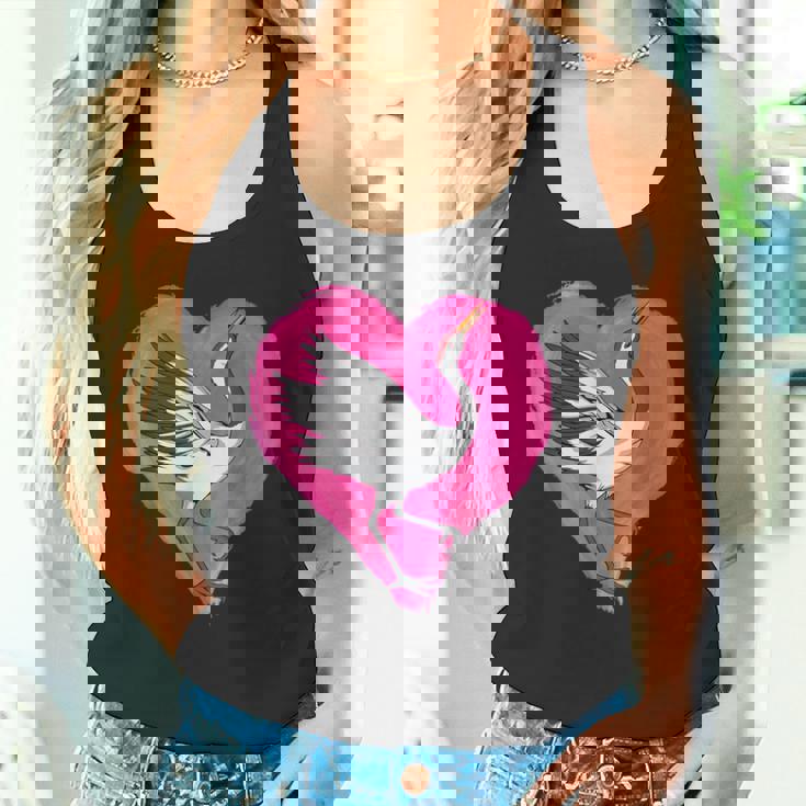 鶴 ハートデザインラブ 鶴 恋人 鶴 タンクトップ