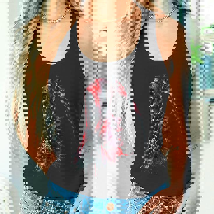 黒と赤のデザインの死神。 タンクトップ