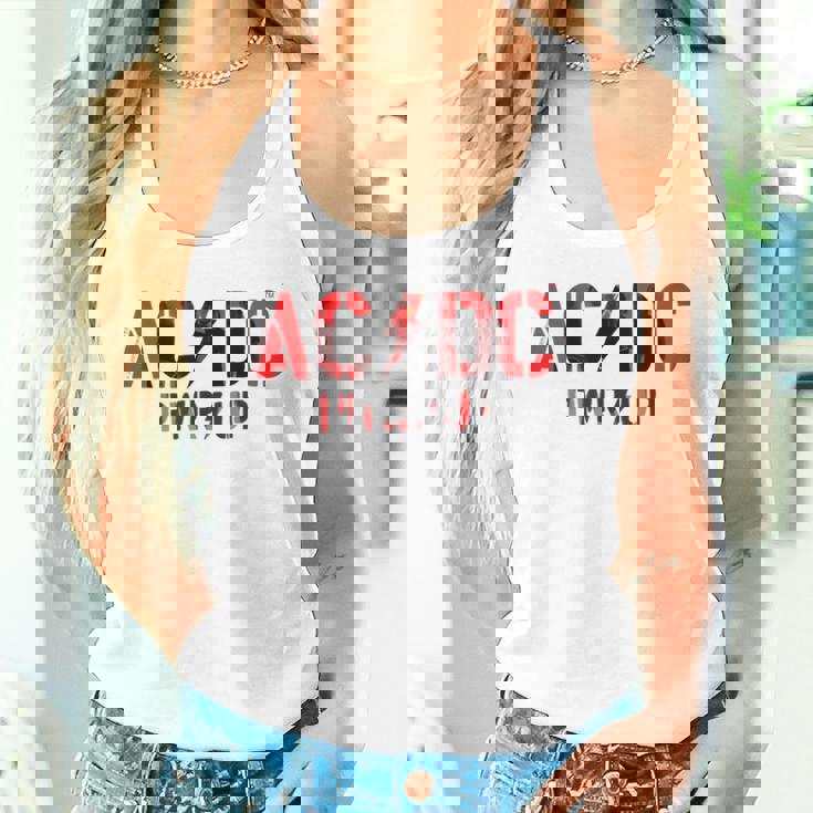 AcDcロックミュージックバンドpwrupフォトロゴ。 タンクトップ