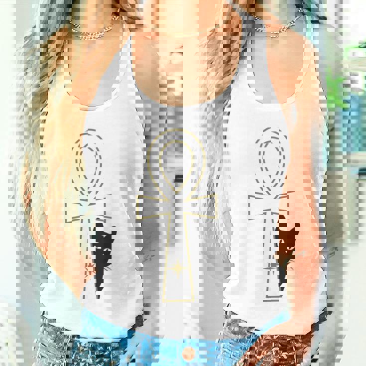 Ankh & Cat デザイン – スピリチュアル瞑想アート タンクトップ