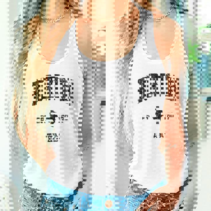 Burton Texas Tx ビンテージ アスレチック ブラックスポーツデザイン タンクトップ