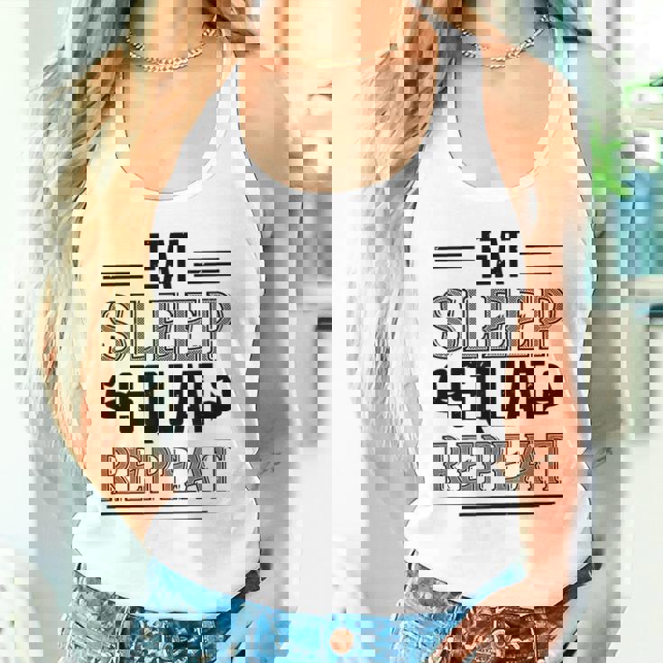 Eatleepquat Repeat 面白いジムワークアウト タンクトップ