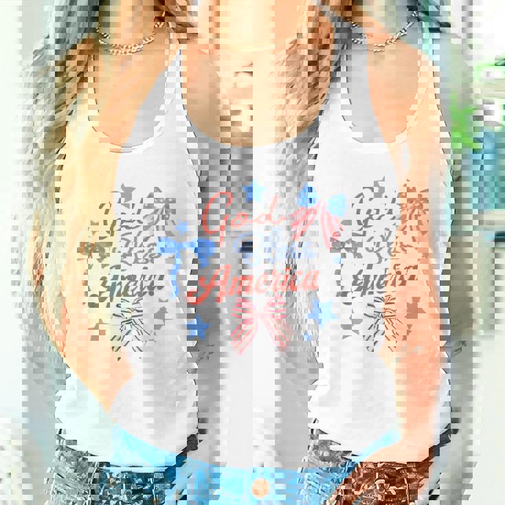 God Bless America コケットボウ 7月4日 キリスト教の愛国心 タンクトップ