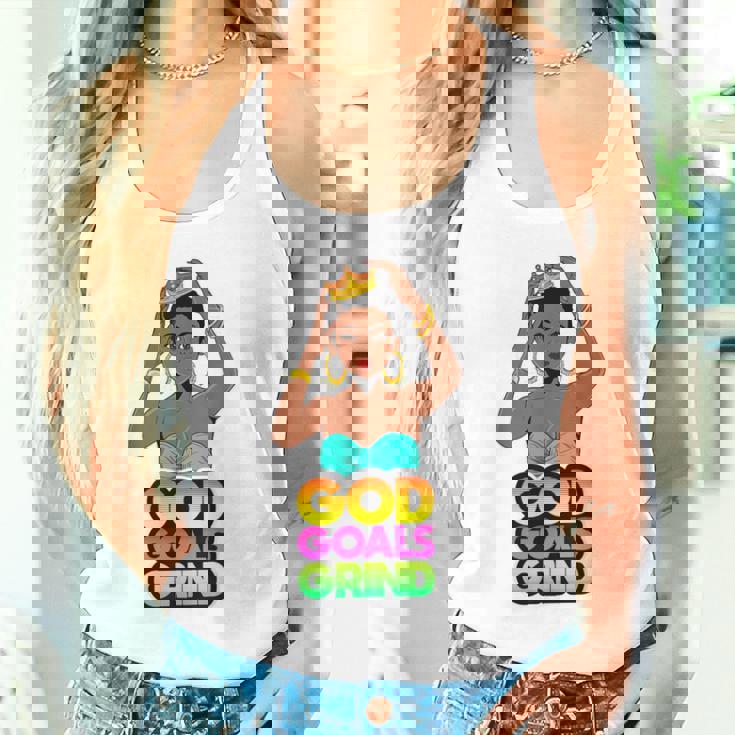 God Goals グラインドメラニン クリスチャン 楽しい ブラック クイーン ガールズ タンクトップ