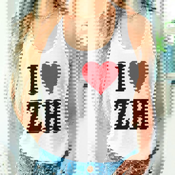 I Heart Zh Initials I Love ZH First And Last Name Z H タンクトップ