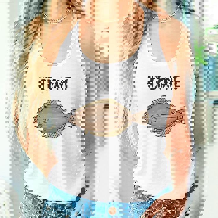 Hirame ヒラメ 平目 鮃 魚好き 願掛け 釣り好き 海釣り 趣味 おもしろ 寿司ネタ 趣味釣り 船釣り 釣り タンクトップ