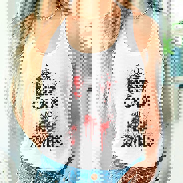 Keep Calm And Kill Zombies Carry Bloodplatter On タンクトップ