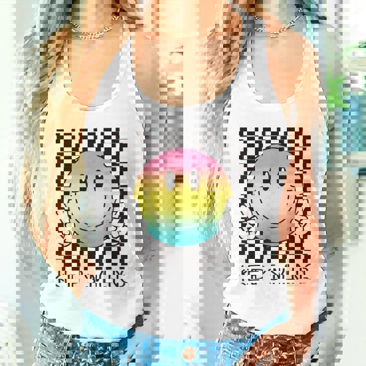 Keepmiling キュート 面白い ハッピー 平和 笑顔 ポジティブ タンクトップ