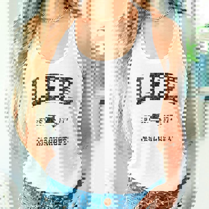 Lee Massachusetts Ma ビンテージ スポーツ デザイン ブラックプリント タンクトップ