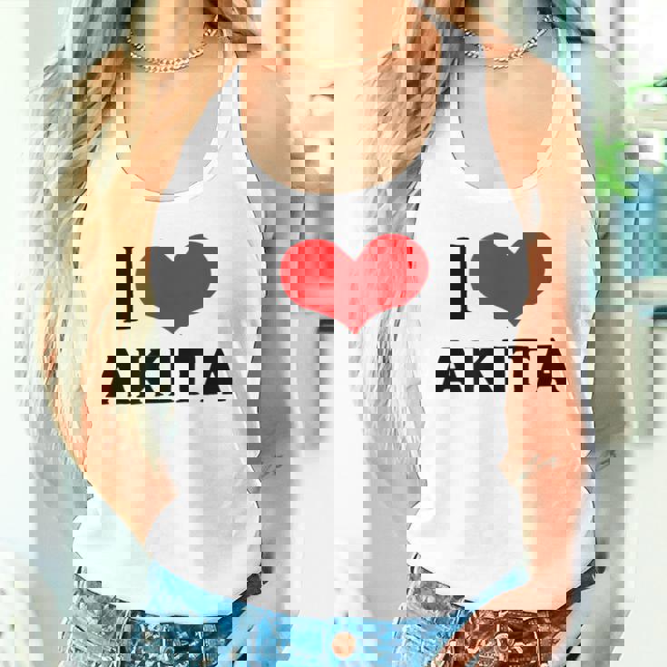 I Love Akita 愛 ハート 秋田 秋田県 日本 お土産 かわいい おしゃれ タンクトップ