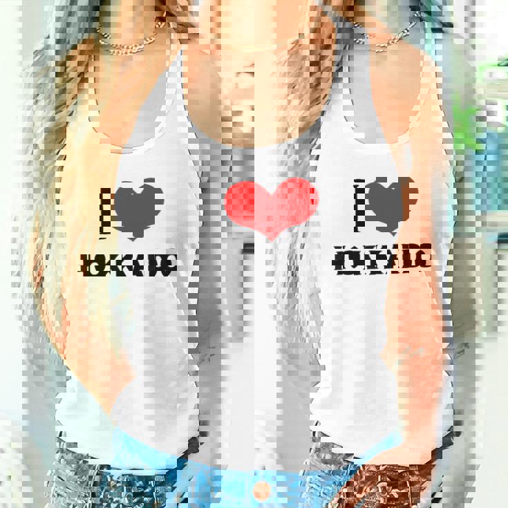 I Love Hokkaido 愛 ハート 北海道 日本 お土産 かわいい おしゃれ タンクトップ