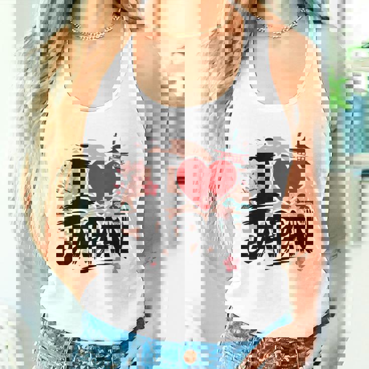 I Love Japan 桜 桜 日本の富士山 寺院 タンクトップ