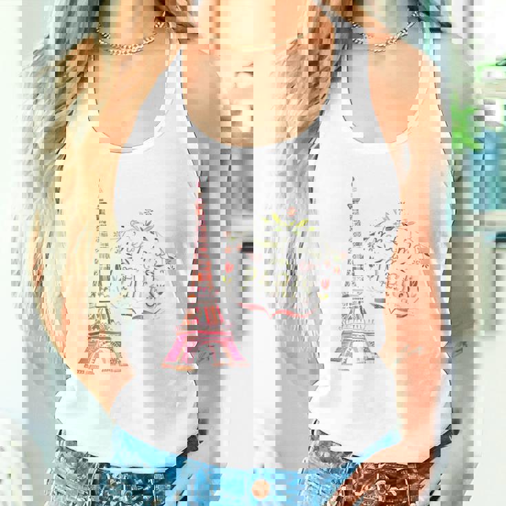 Meet Me In Paris 水彩プリントtシャツ エッフェル塔 タンクトップ