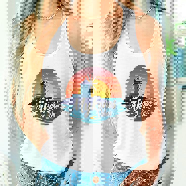 Mykonosibes ヴィンテージ 夕日 ギリシャの島 ギリシャ お土産 長袖tシャツ タンクトップ