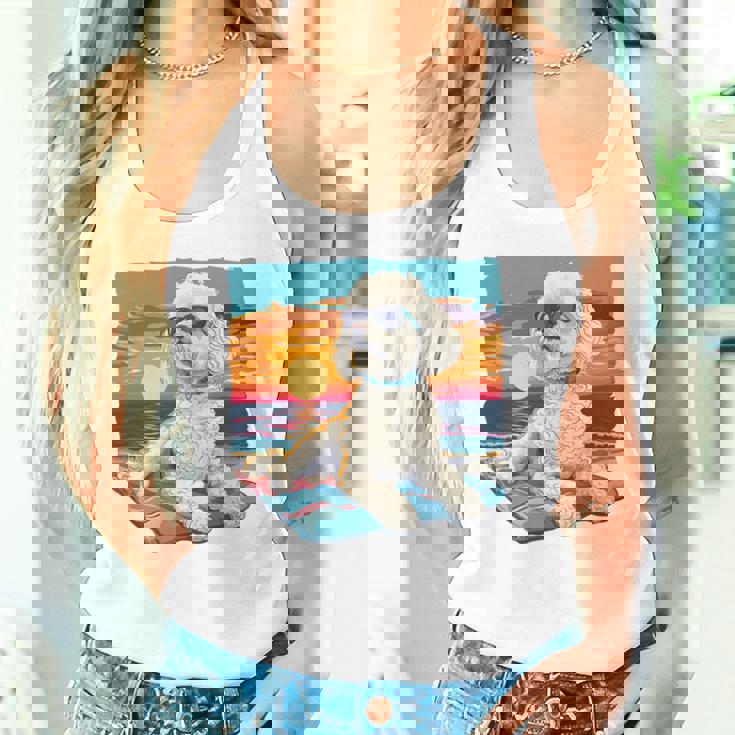 Sunny Day Doggy グラフィックデザイン ビーチレディ 子犬 長袖tシャツ タンクトップ