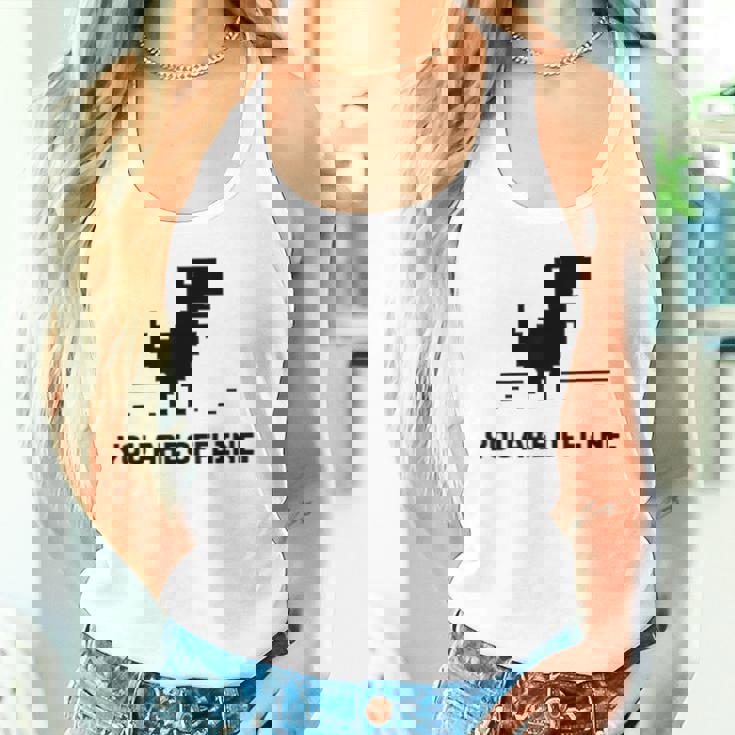 You Are Offline T-Rex 恐竜のラン ピクセルアート 恐竜ゲーム タンクトップ