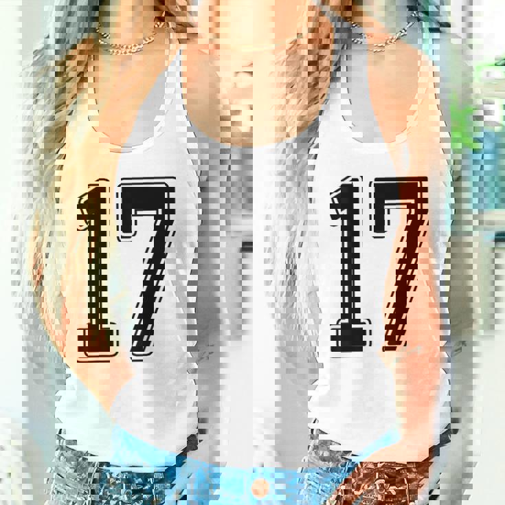 【バックプリント・背中側】17 数字 背番号 ユニフォーム ナンバー【ブラック／黒の文字】スポーツ 野球 サッカー 部活 タンクトップ