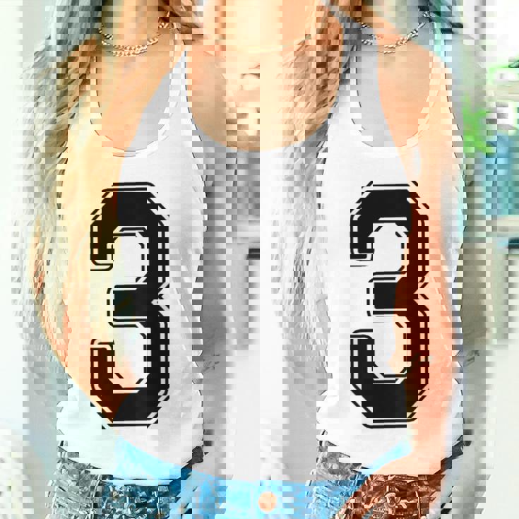 【バックプリント・背中側】3 数字 背番号 ユニフォーム ナンバー【ブラック／黒の文字】スポーツ 野球 サッカー 部活 タンクトップ