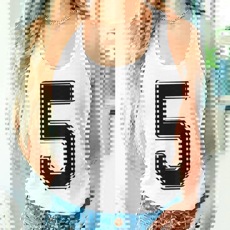 【バックプリント・背中側】5 数字 背番号 ユニフォーム ナンバー【ブラック／黒の文字】スポーツ 野球 サッカー 部活 タンクトップ