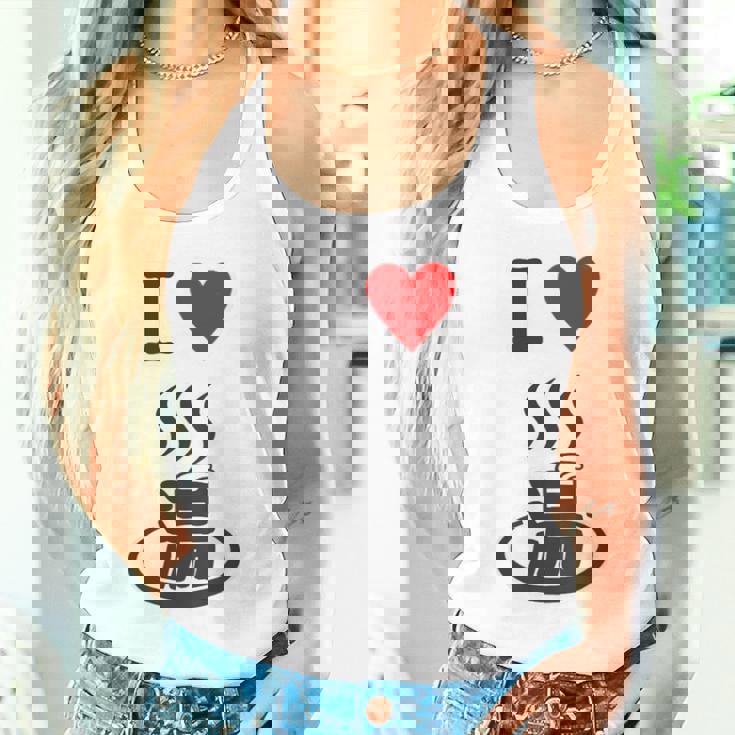 【バックプリント・背中側】アイラブ・湯 イラスト【温泉】お風呂 マーク 銭湯 記号 ハート 面白い タンクトップ