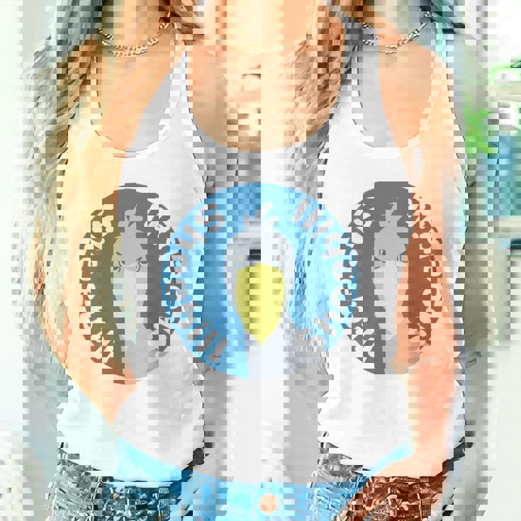 【バックプリント・背中側】ハシビロコウ『ロゴマーク』ブルー 青【どうぶつフレンズ】鳥 動物 ゆるくて かわいい イラスト タンクトップ