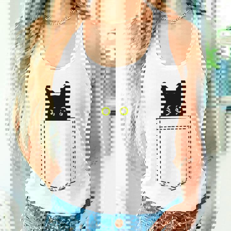 【ポケットから覗くネコ】黒猫 にゃんこ 猫好き 猫 可愛い ネコ 子猫 ネコ好き 面白い 変な 遊び心 ネタ ウケ狙い タンクトップ