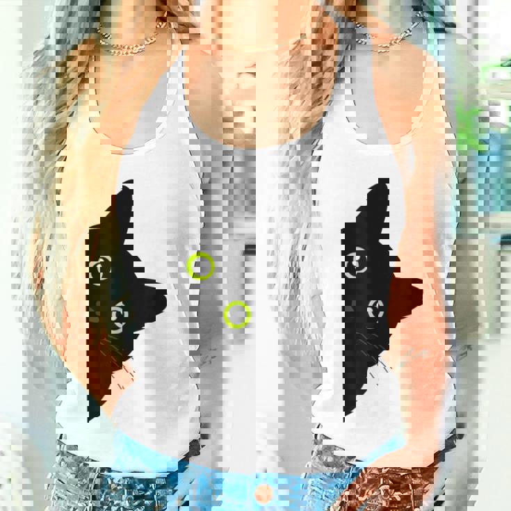 【覗くネコ】黒猫 にゃんこ 猫好き 猫 可愛い ネコ 子猫 ネコ好き 面白い 変な 遊び心 ネタ ウケ狙い おもしろ タンクトップ