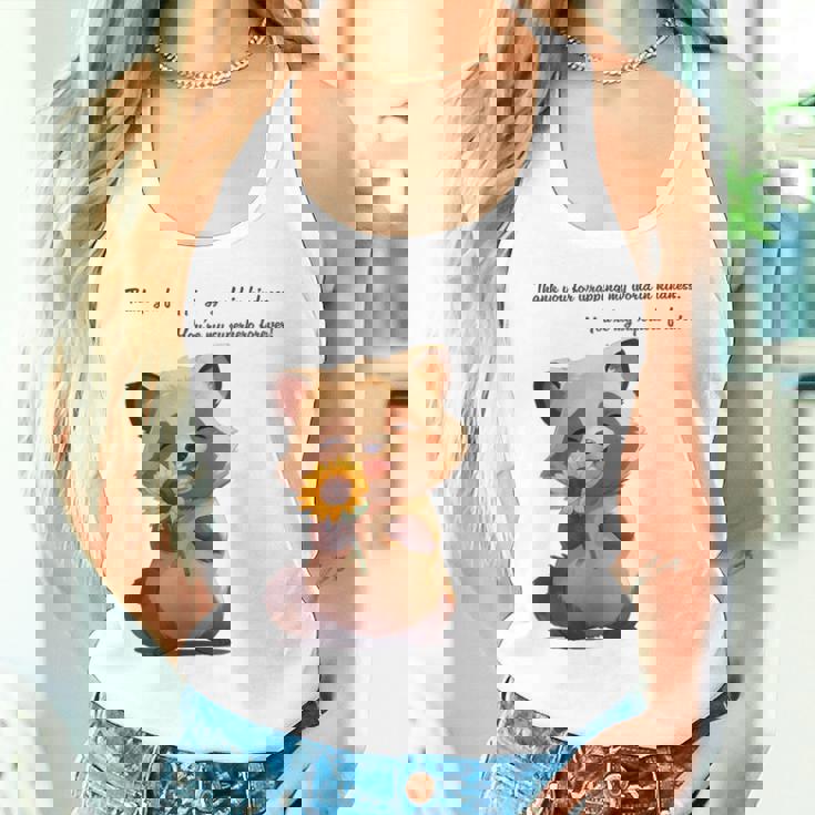 ありがとうのタヌキ ひまわりver 父の日 アニマルグラフィック 感謝 たぬき 花と狸 タンクトップ