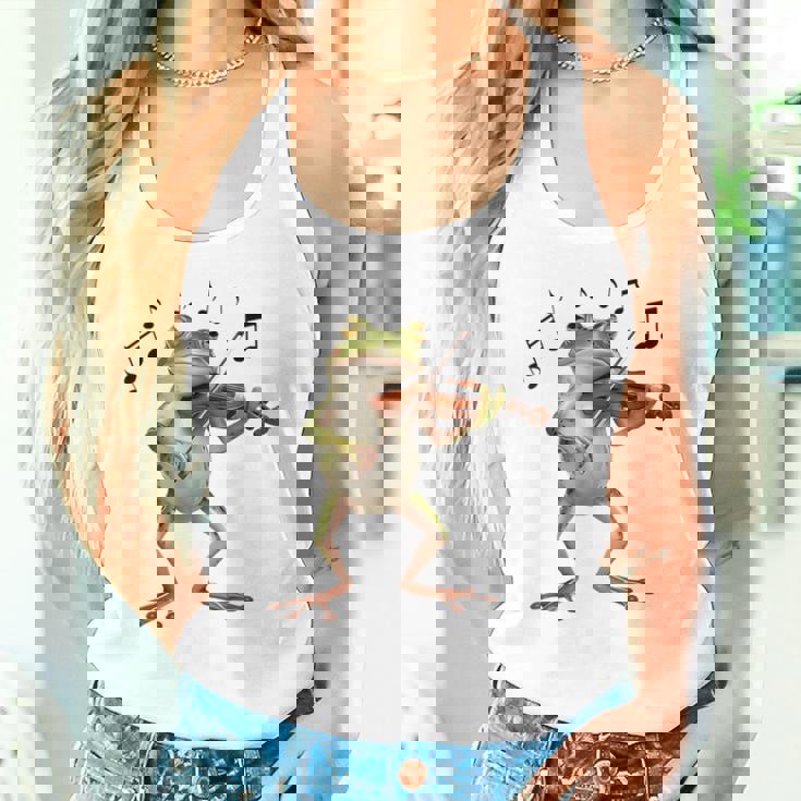 おもしろミュージシャン バイオリニスト かわいいカエル 演奏 バイオリン タンクトップ