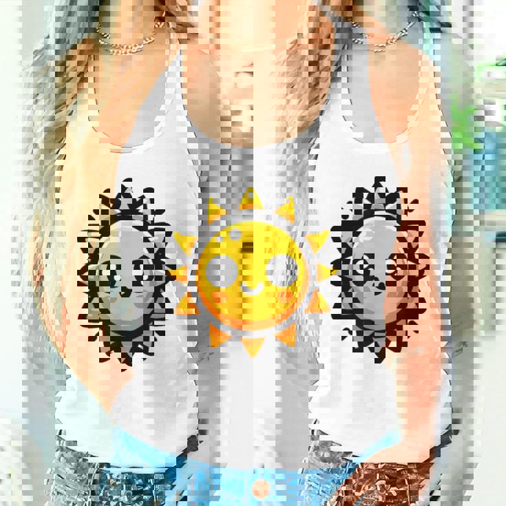 かわいい 漫画 太陽 放射 オレンジ イエロー 愛らしい タンクトップ
