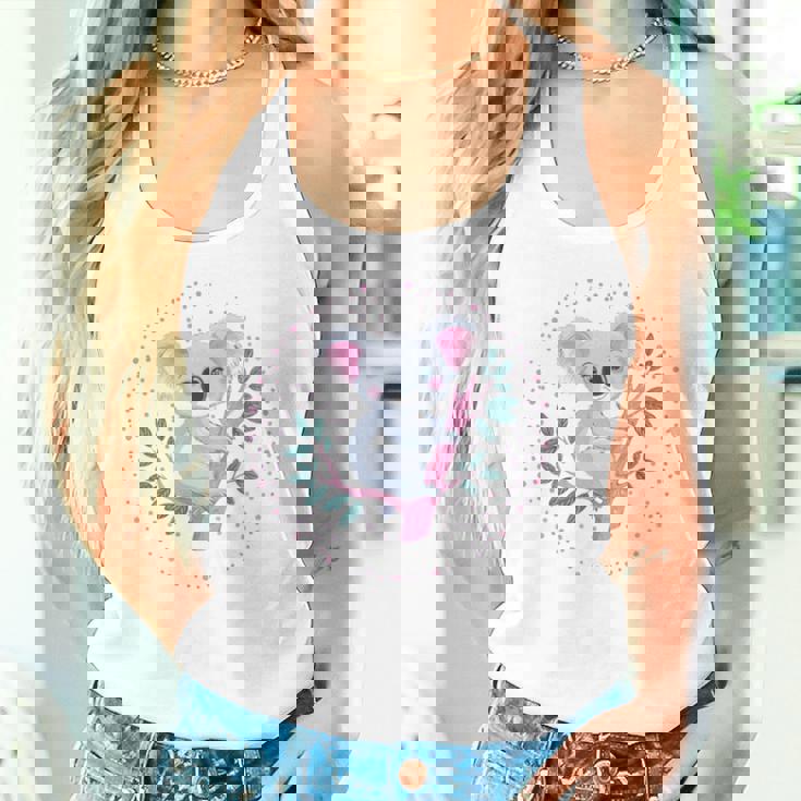 かわいいコアラガール おもしろコアラ 長袖tシャツ タンクトップ