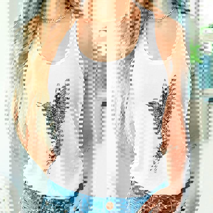 かわいいマンダラ ハチドリ レディース メンズ シャツ タンクトップ