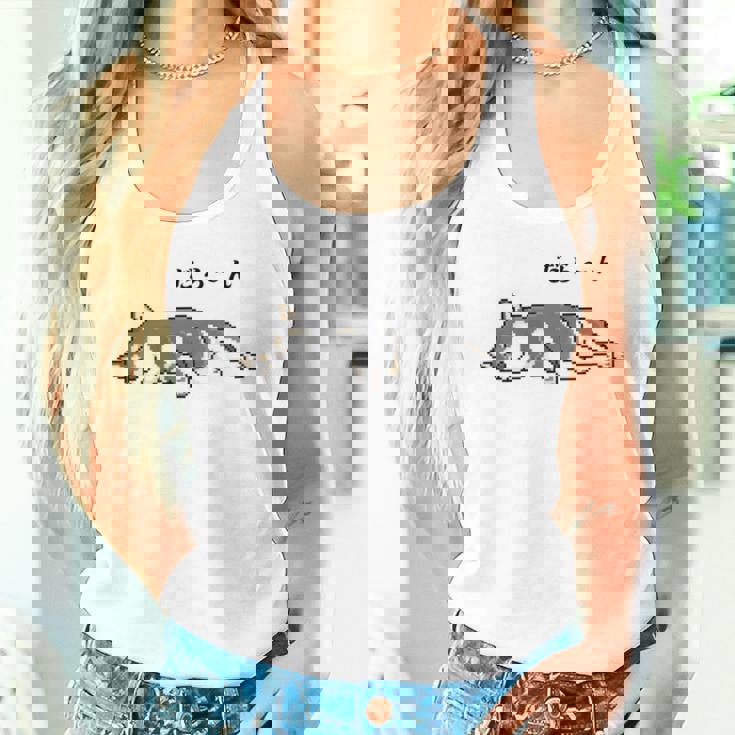 だらーんとくつろいでいる黒柴 柴犬のドット絵 長袖tシャツ タンクトップ