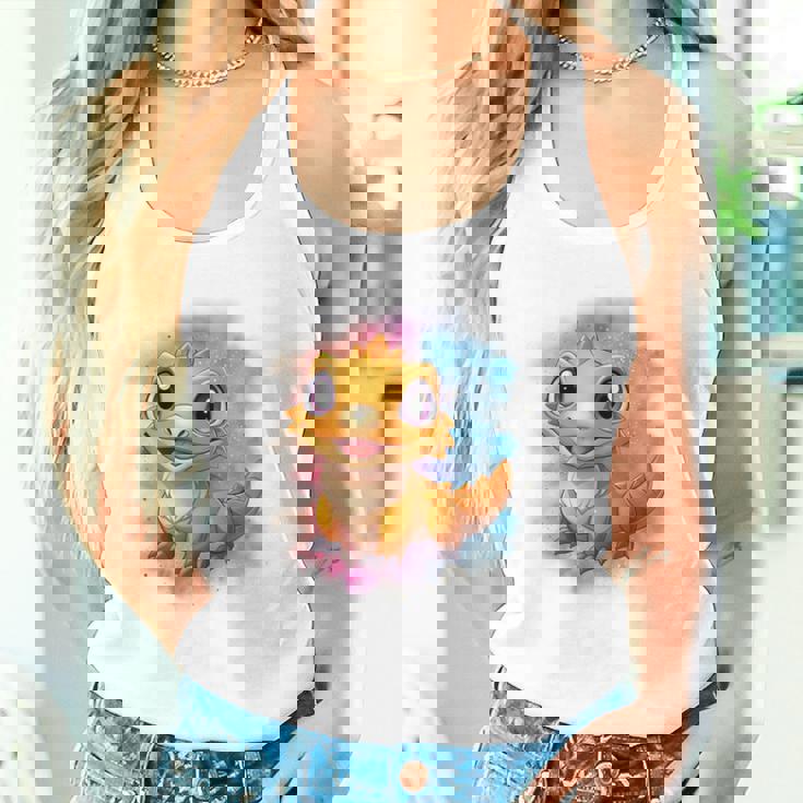 ひげを生やしたドラゴンの白い服のレインボーフラッグ タンクトップ