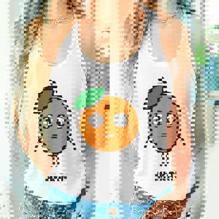 みかん Mikan 顔 イラスト かわいい おもしろ 面白い 簡単 シンプル ゆるい 果物 タンクトップ