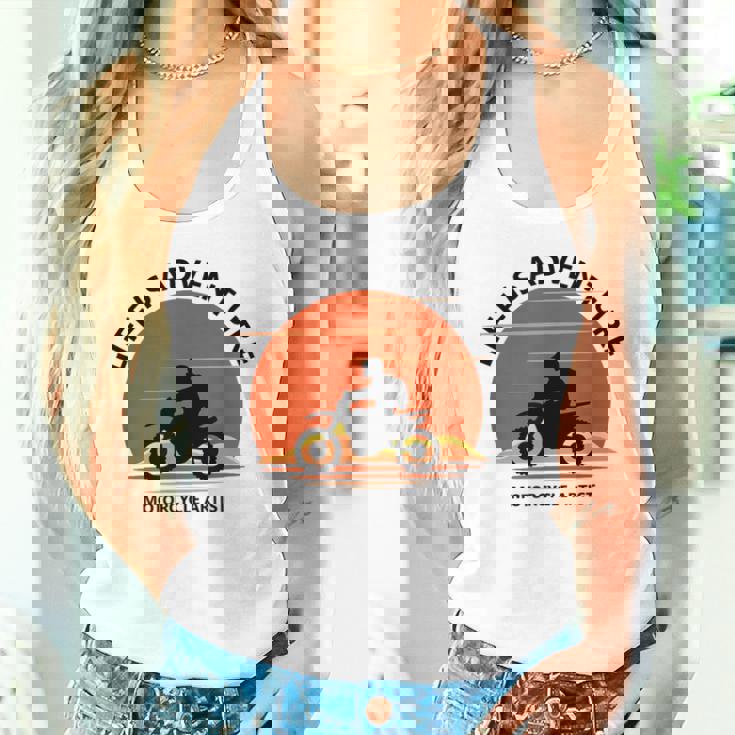 アドベンチャー バイク おもしろ ツーリング 人生は冒険だ オフロードバイクバイク イラスト タンクトップ